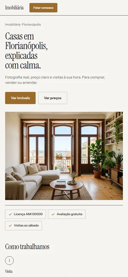 Modelo de site para imobiliária no celular