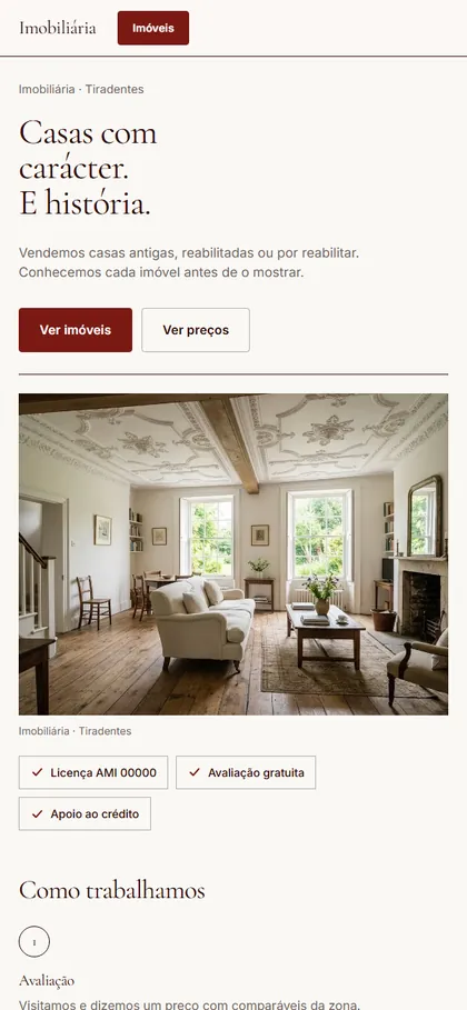 Modelo de site para imobiliária no celular